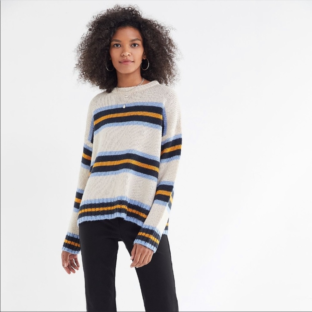 boyfriend striped crew neck sweater